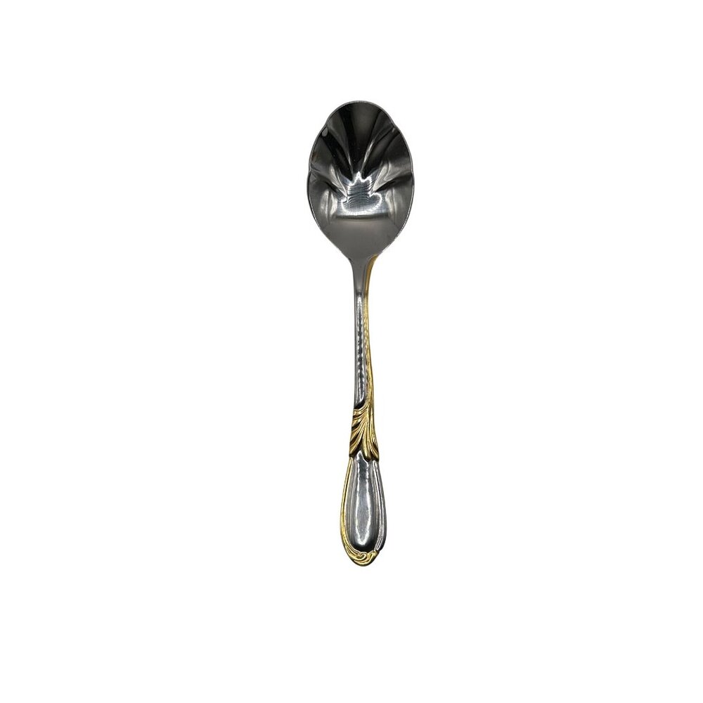 Linda Stainless Gold Accent Sugar Shell Spoon Retro Design Elegant Tableware